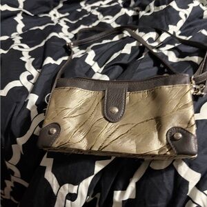 Elegant Gold and Brown Women's Handbag